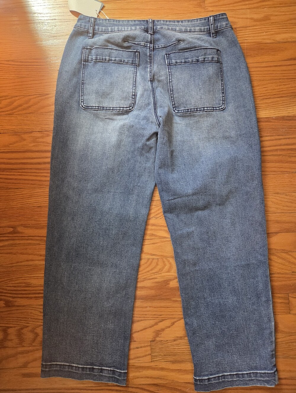 NWT Flamingals Wash Stitch Detail Mid Rise Barrel Crop Jean XL 12/14 Stretch - Picture 5 of 11